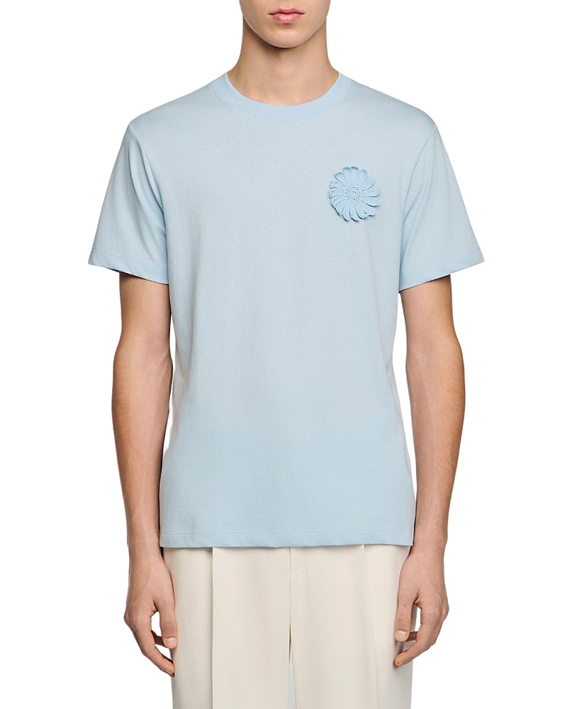 Sandro Cotton Crochet Flower Tee