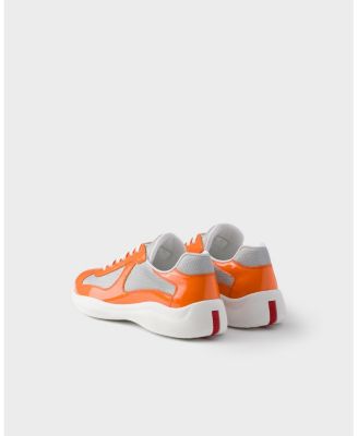 Men's America's Cup Patent Leather and Technical Fabric Sneakers in Bright Orange