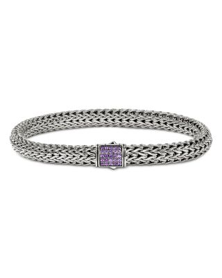 Sterling Silver Icon Amethyst Woven Link Bracelet
