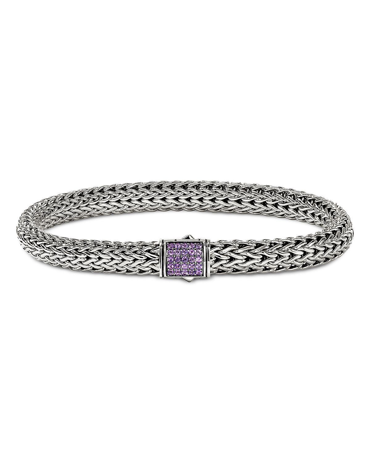 John Hardy Sterling Silver Icon Amethyst Woven Link Bracelet