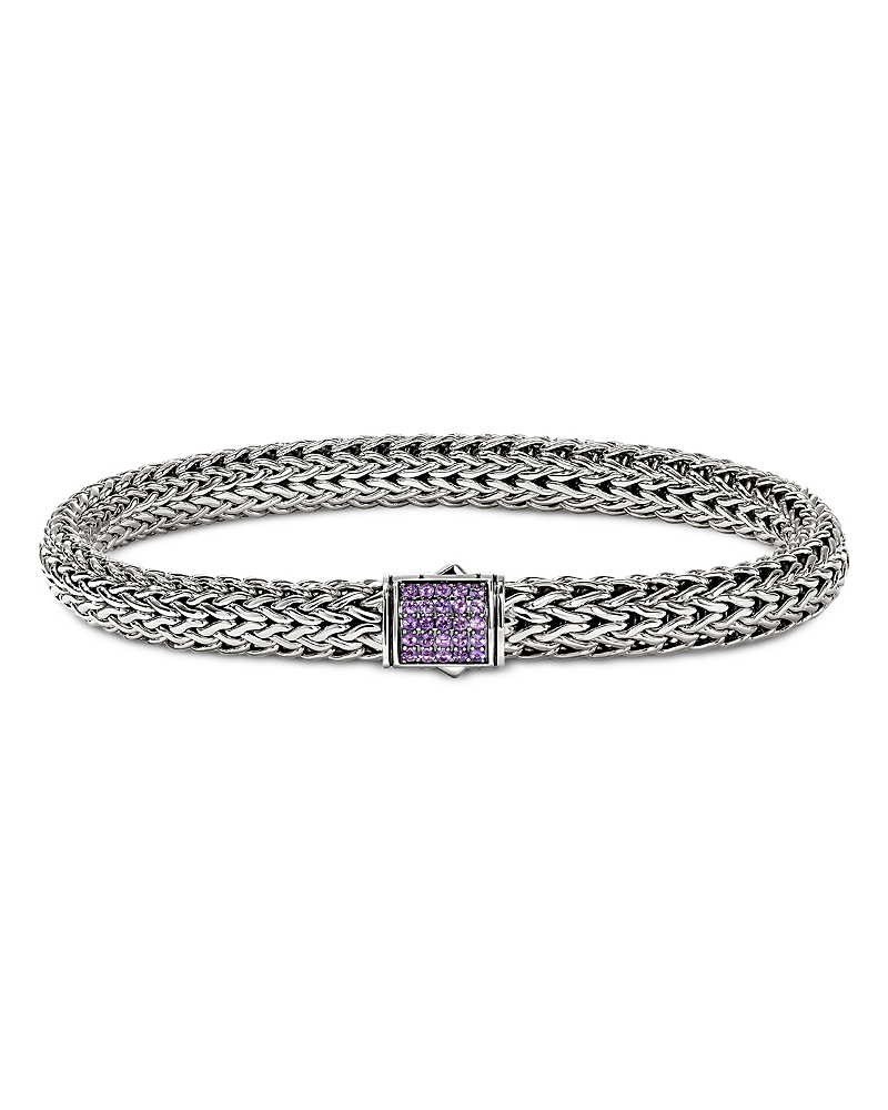 John Hardy Sterling Silver Icon Amethyst Woven Link Bracelet