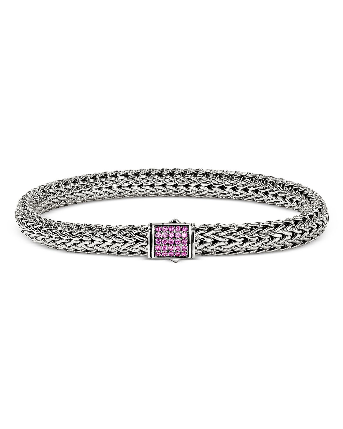John Hardy Sterling Silver Icon Amethyst Woven Link Bracelet