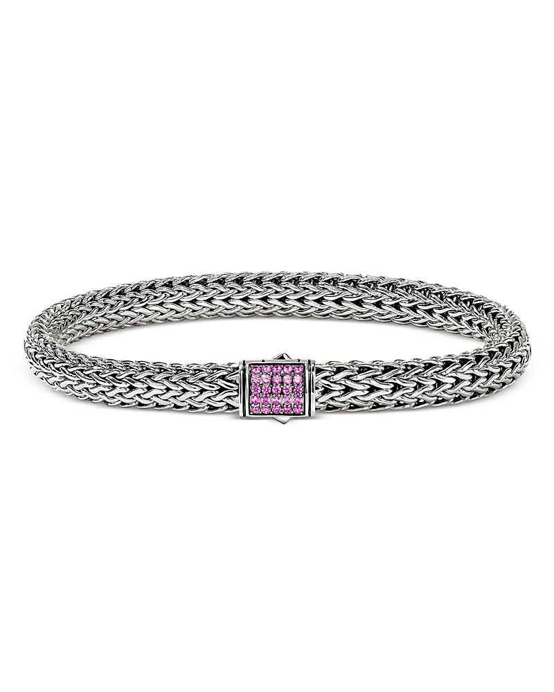 John Hardy Sterling Silver Icon Amethyst Woven Link Bracelet