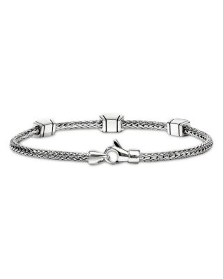 Sterling Silver Icon Diamond Pyramid Custer Chain Bracelet