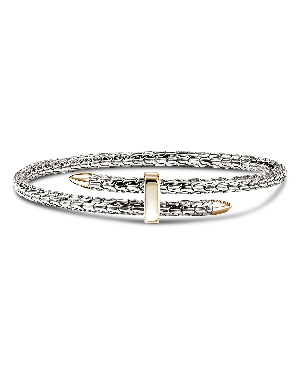 John Hardy 14K Yellow Gold & Sterling Silver Spear Flex Cuff Bypass Bracelet