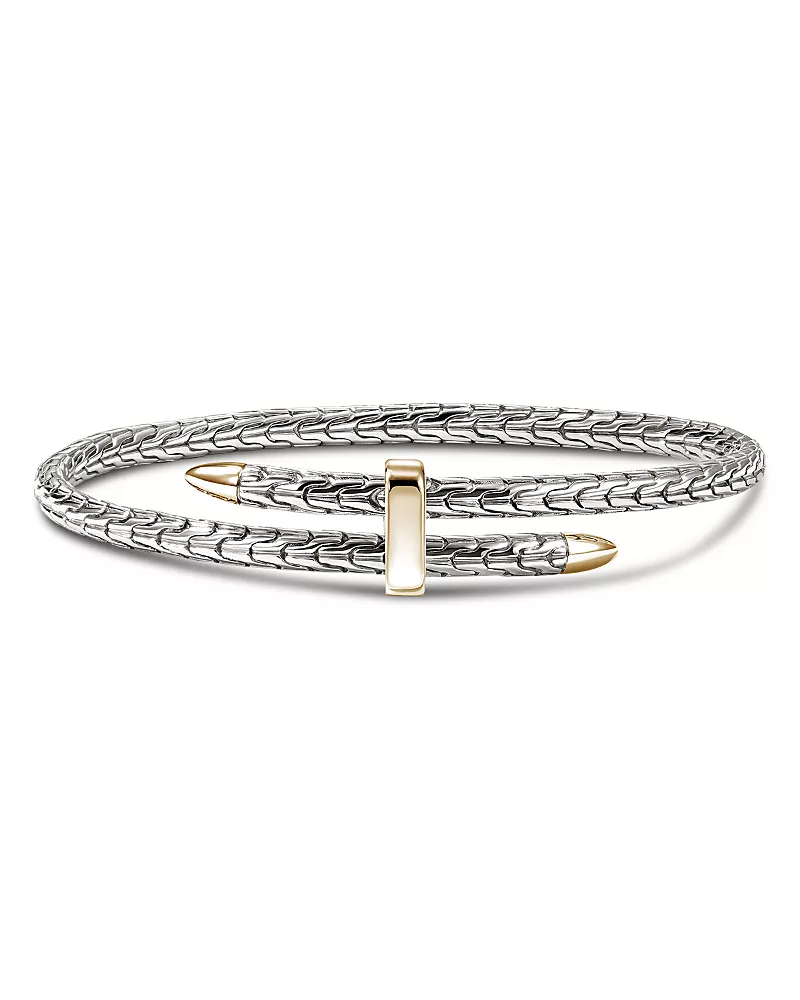 John Hardy 14K Yellow Gold & Sterling Silver Spear Flex Cuff Bypass Bracelet