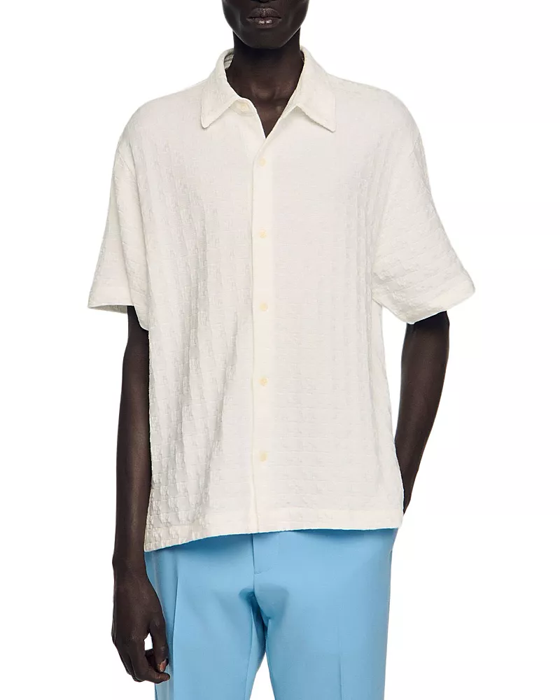 Sandro Square Cross Cotton Jacquard Shirt