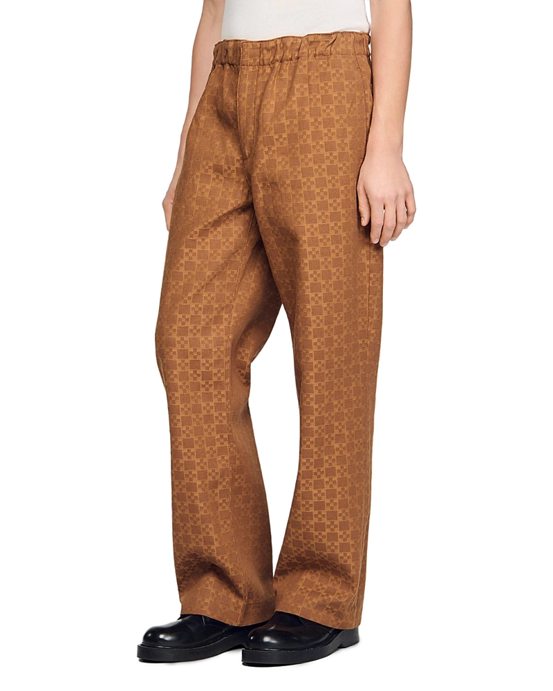 Sandro Wide-leg Jacquard Square Cross Denim Trousers
