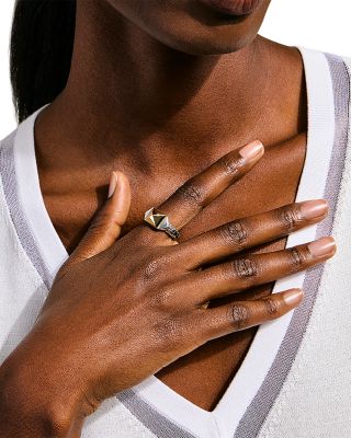 Sterling Silver & 14K Yellow Gold Icon Stud Ring