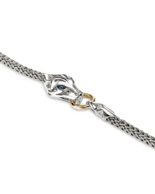 14K Yellow Gold & Sterling Silver Naga Sterling Silver Dragon Chain Bracelet