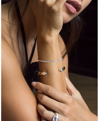 Certified Lab Grown Diamond Double Keystone Cuff Ring in 14K Yellow Gold, 2.06 tcw