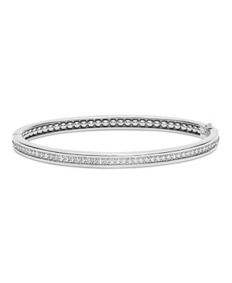 Sterling Silver Caviar Spark Diamond Bangle Bracelet