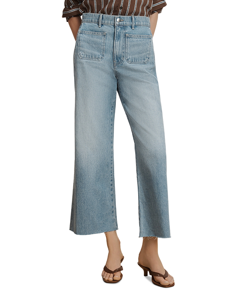 Veronica Beard Taylor High Rise Cropped Wide Leg Jeans in Big Splash