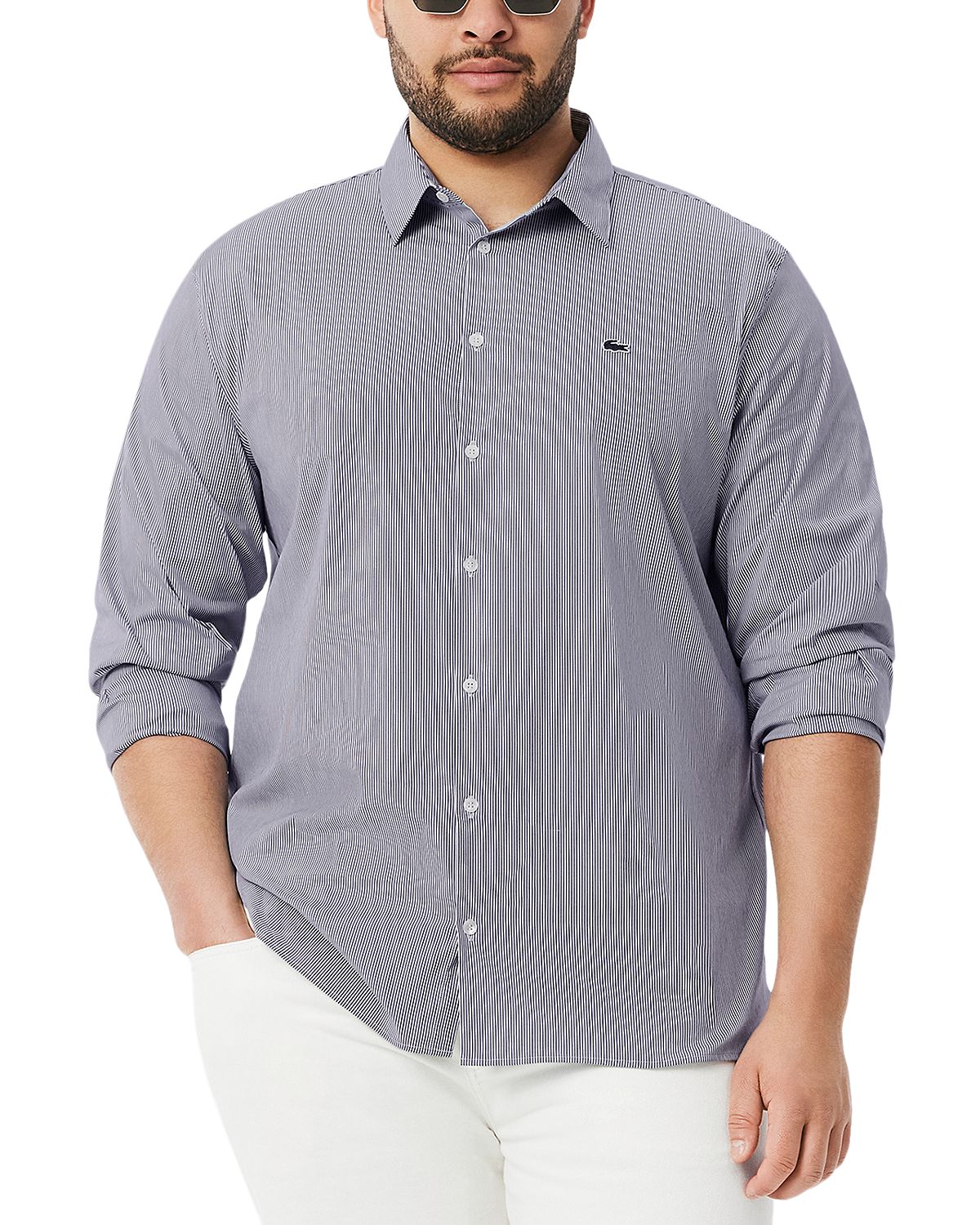 Lacoste Slim Fit Striped Stretch Poplin Shirt