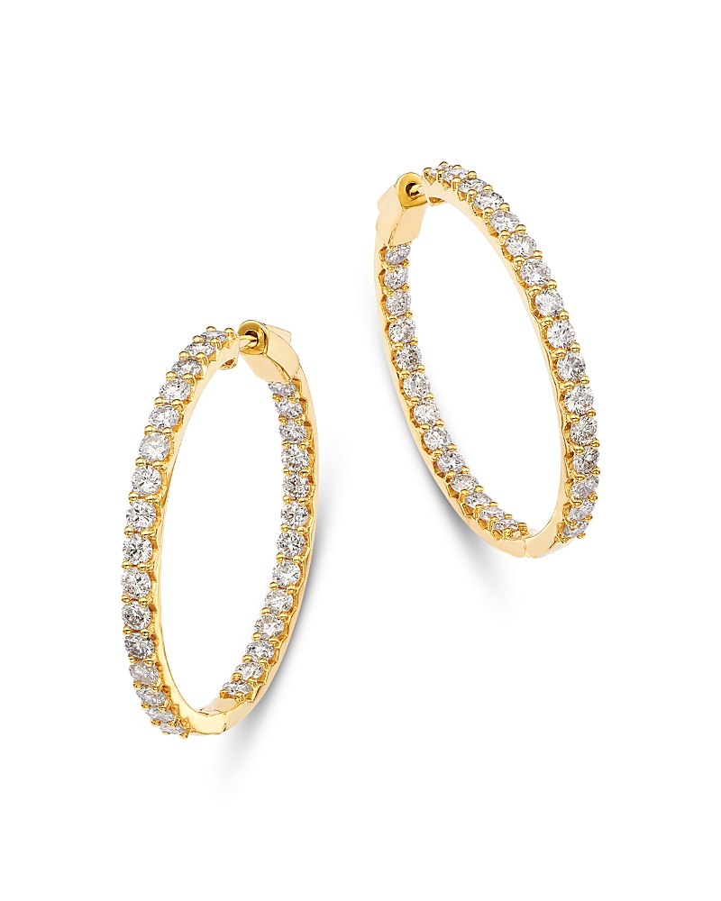 Bloomingdale's Fine Collection Diamond Inside Out Hoop Earrings in 14K White Gold, 5.0 tcw