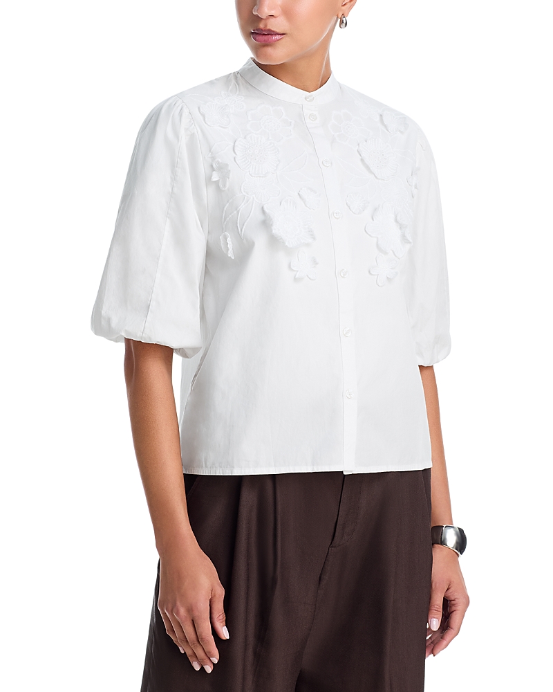 Essentiel Antwerp Embroidered Puffed Sleeve Blouse