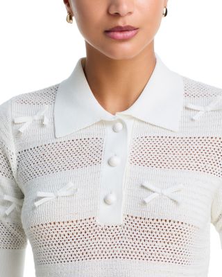 Bow Trim Polo Sweater