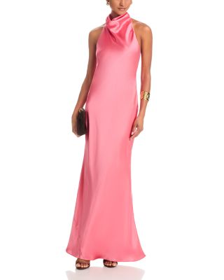 Charmeuse Halter Neck Long Dress - Exclusive