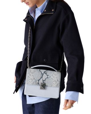 Deco Snake Embossed Leather Shoulder Bag