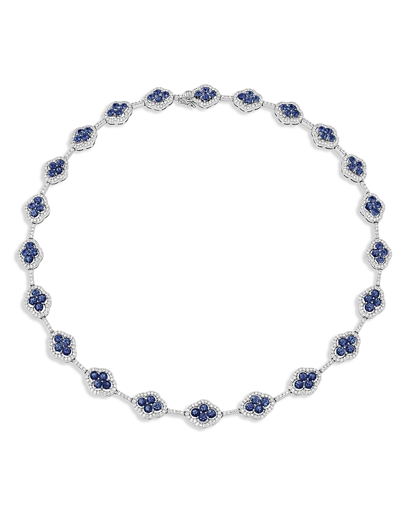 Piranesi 18K White Gold Diamond & Blue Sapphire Maison Necklace, 17