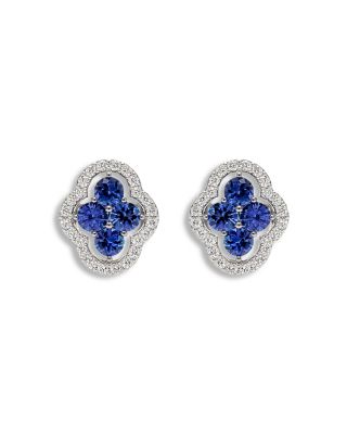 18K White Gold Diamond & Blue Sapphire Maison Stud Earrings