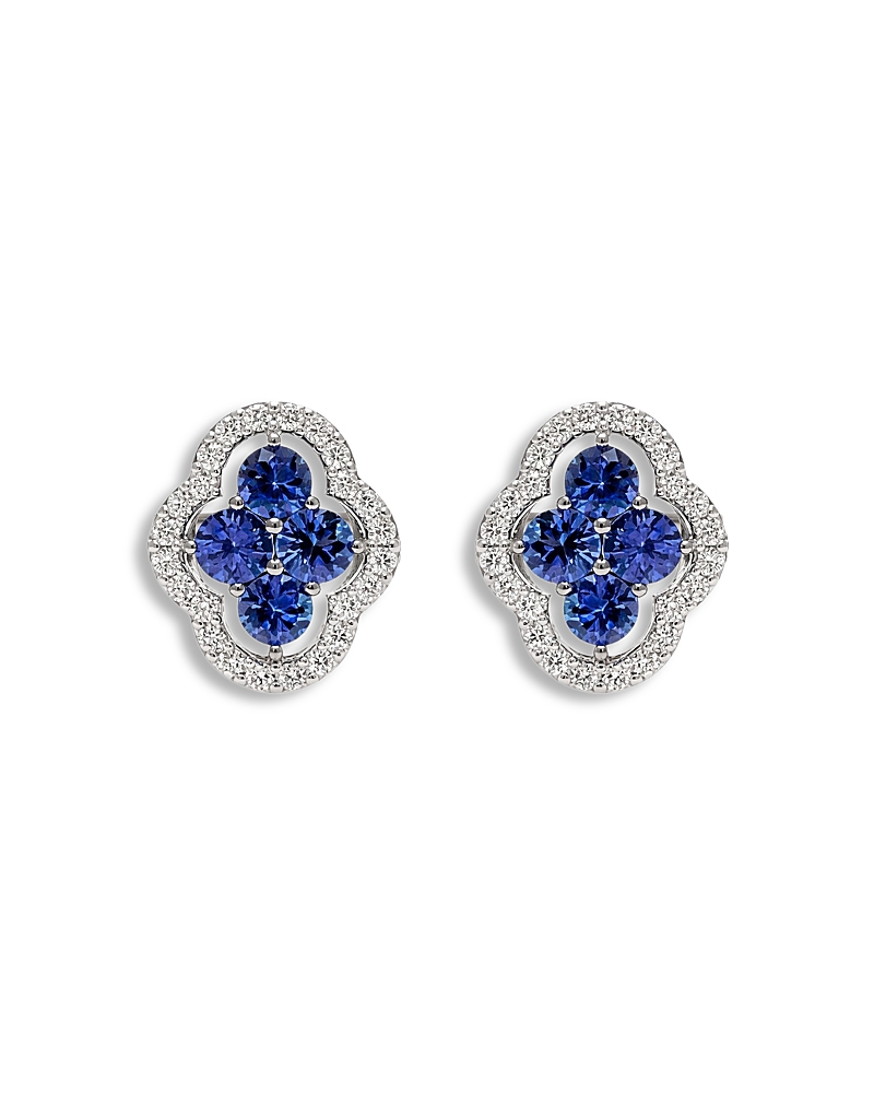 Piranesi 18K White Gold Diamond & Blue Sapphire Maison Stud Earrings