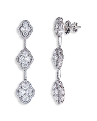 18K White Gold Diamond Maison Three Tier Earrings