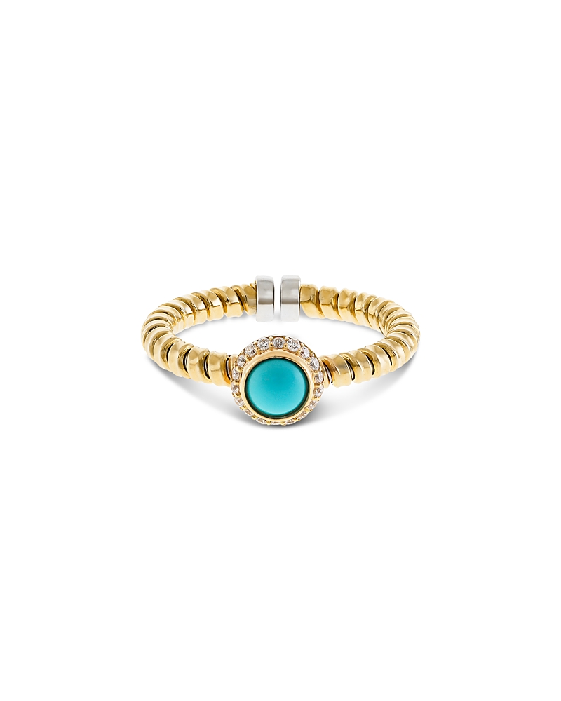 Alberto Milani 18K Yellow Gold Diamond & Turquoise Via Giardino Tubogas Small Rope Ring