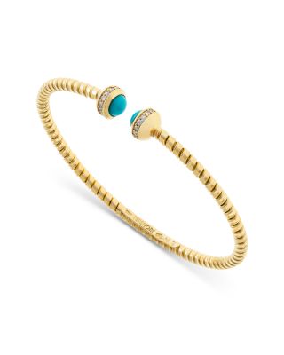 18K Yellow Gold Diamond & Turquoise Via Giardino Tubogas Small Rope Bracelet