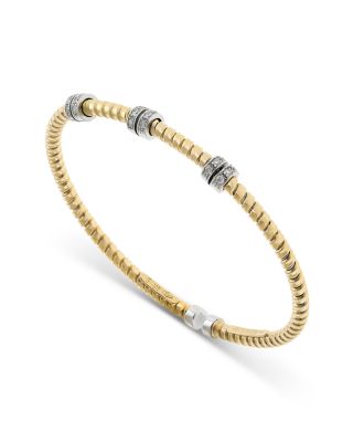 18K Yellow Gold Diamond Via Mercanti Tubogas Rope Bracelet
