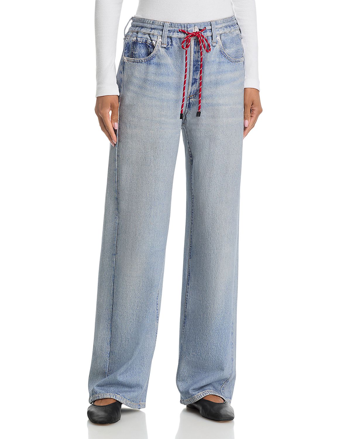 rag & bone Mirarmar Cotton Terry Wide Leg Drawstring Sweatpant Jeans