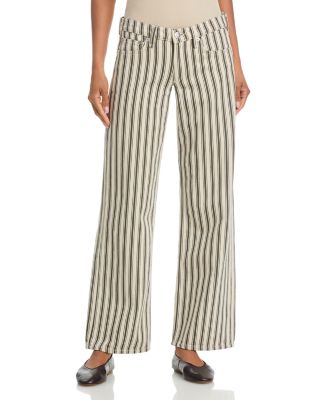 Mid Rise Straight Jeans in Green Stripe