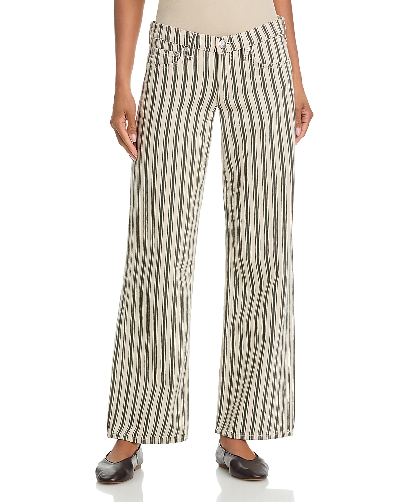 rag & bone Mid Rise Straight Jeans in Green Stripe