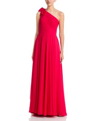 Pleat Chiffon Flower Trim Gown 