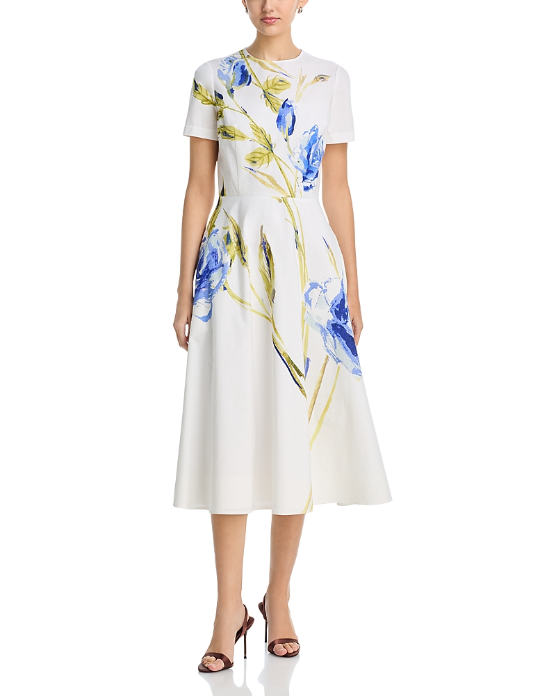 Teri Jon by Rickie Freeman Floral Print Midi Dress