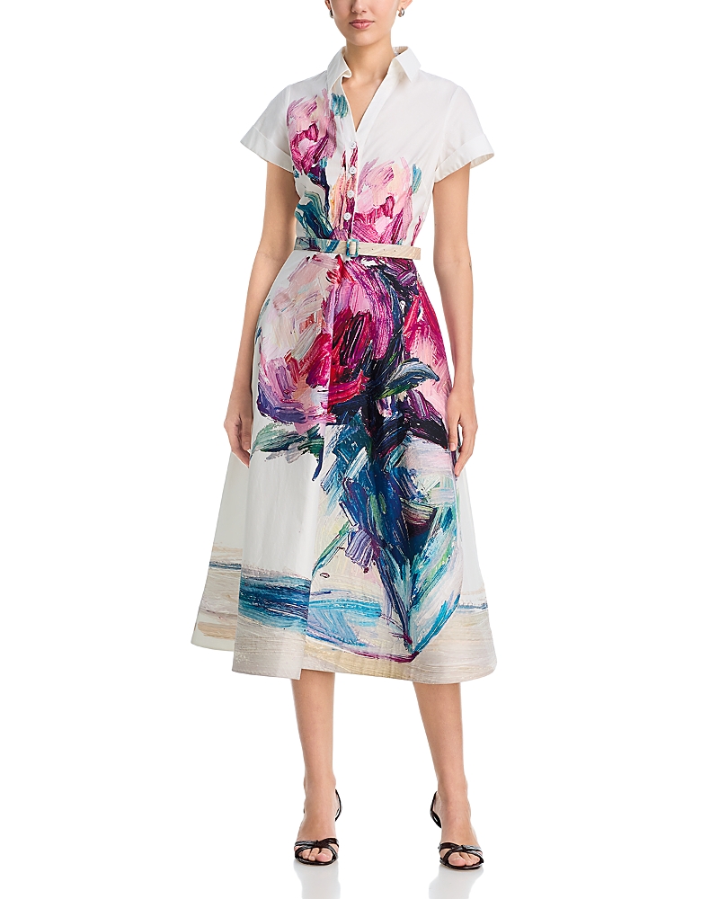 Teri Jon by Rickie Freeman Floral Print Shirt Dress