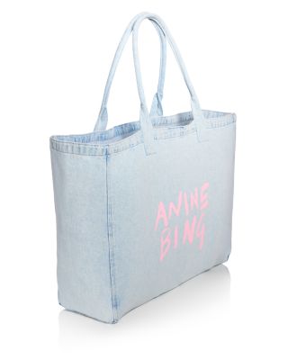 Leo Large Washed Blue Denim Canvas Tote Bag