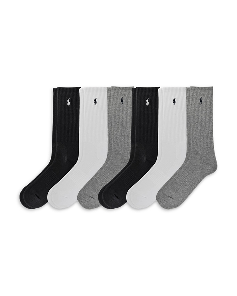 Polo Ralph Lauren Signature Embroidered Crew Socks, Pack of Six · 10-13