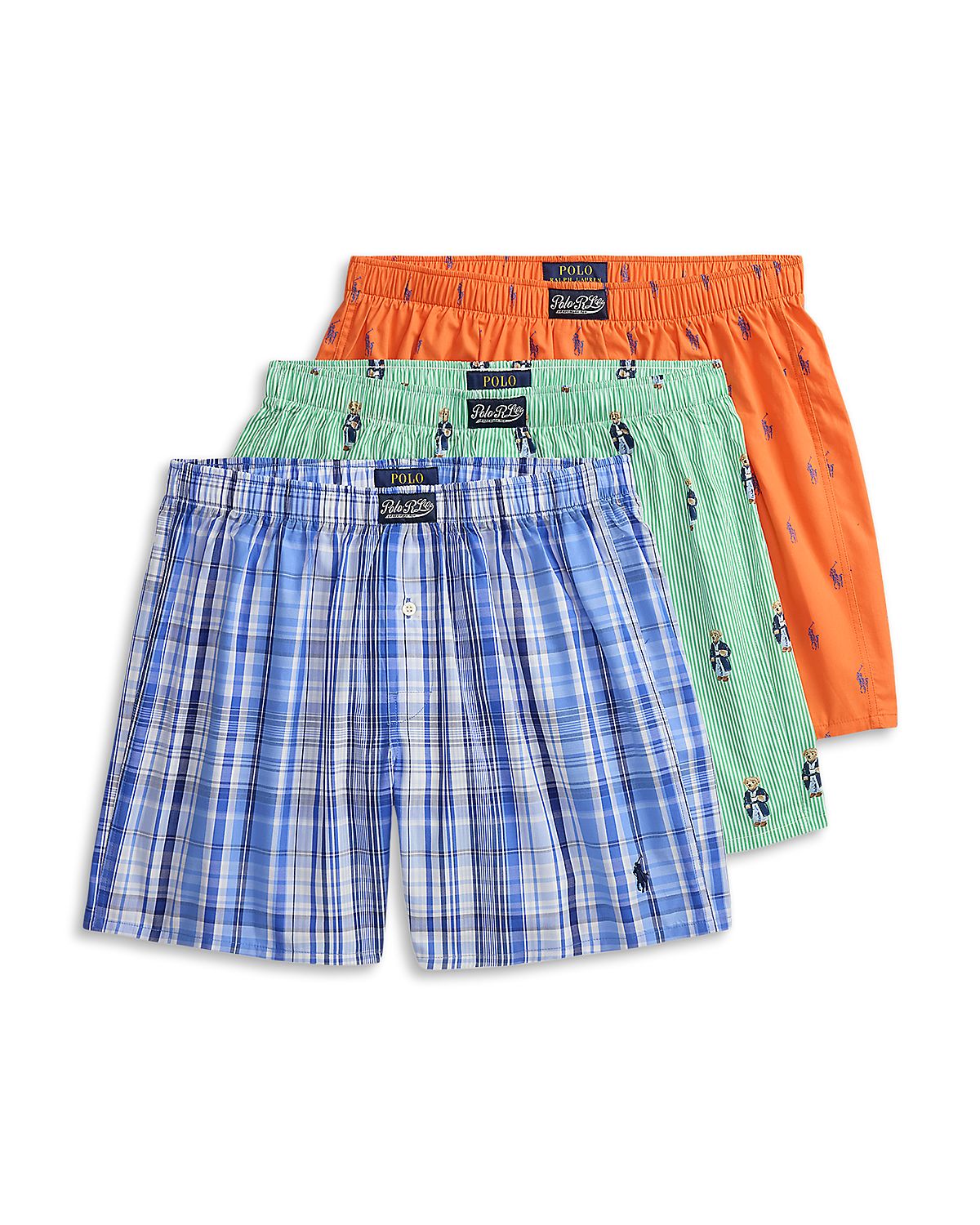 Polo Ralph Lauren Plaid Woven Boxer Shorts, Pack of 3