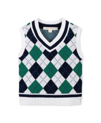  Organic V-Neck Argyle Sweater Vest - Little Kid