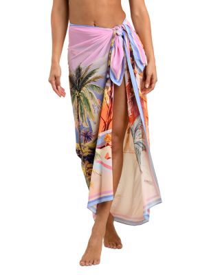 Maribel Postcard Print Long Pareo Cover Up