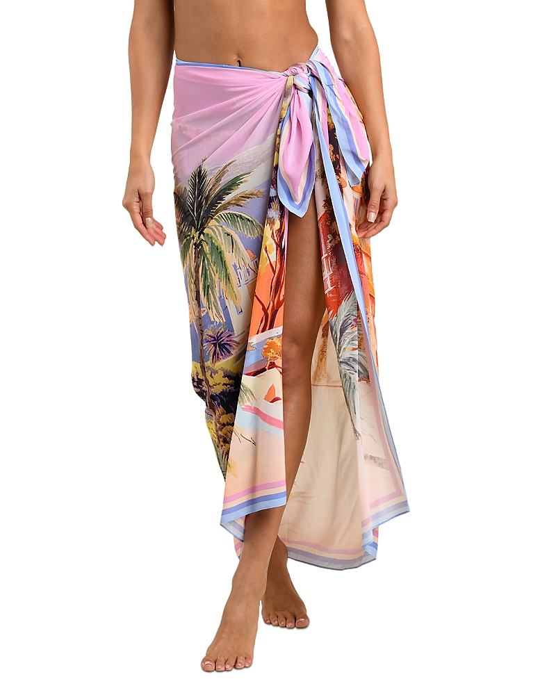 L'Agence Maribel Postcard Print Long Pareo Cover Up