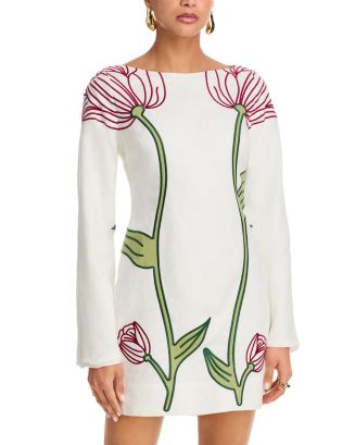 farm rio bright flora long sleeve mini dress brown bright flora long sleeve mini dress from farm rio FARM Rio  Embroidered Tapestry Mini Dress
