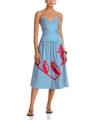 Sky Stripes Sleeveless Midi Dress