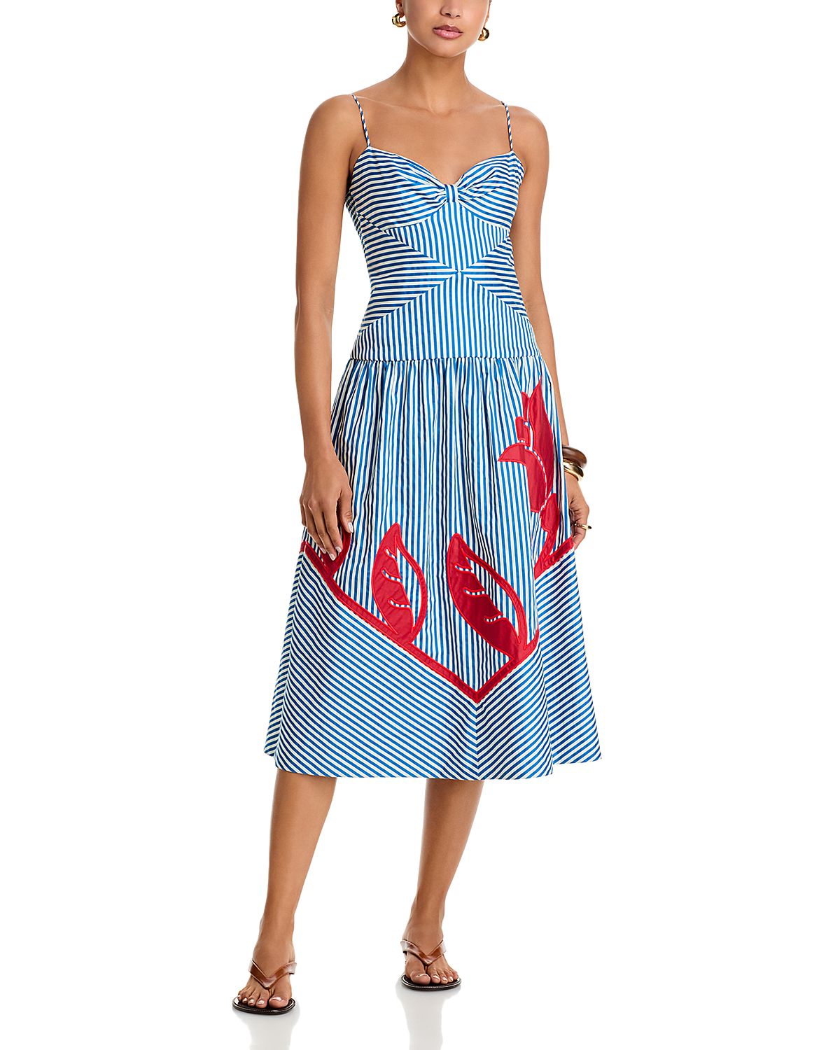Farm Rio Sky Stripes Sleeveless Midi Dress