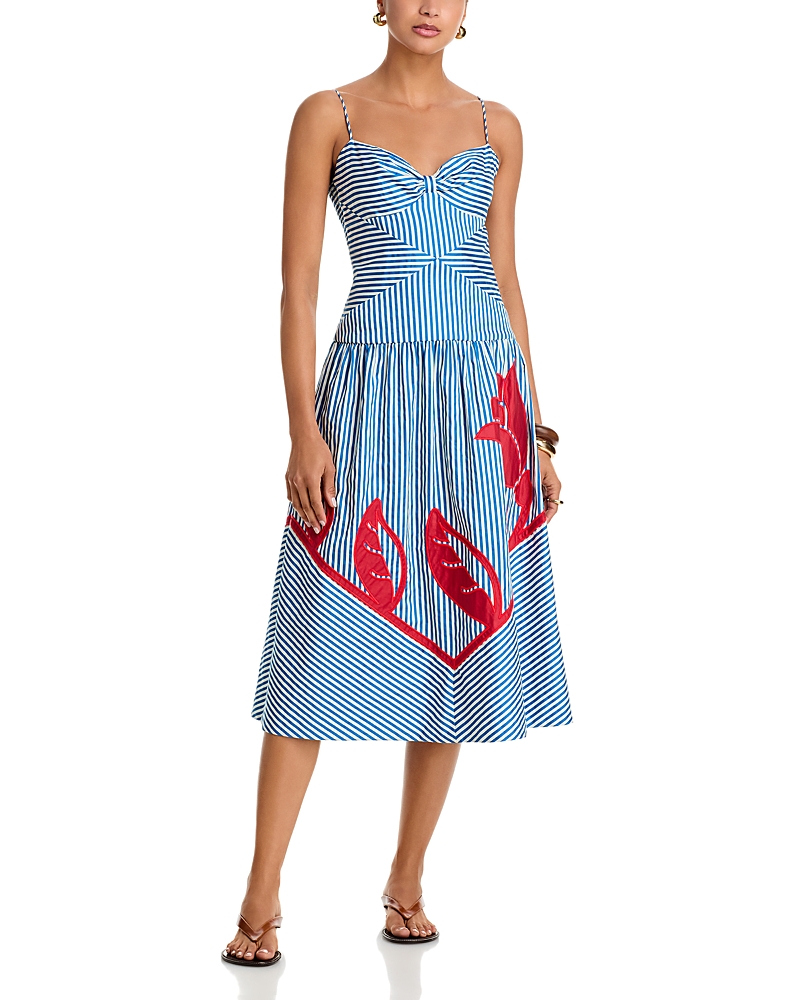 Farm Rio Sky Stripes Sleeveless Midi Dress