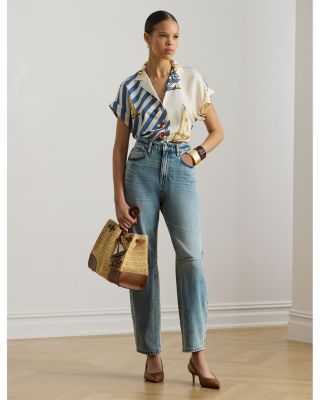 High Rise Barrel Jeans in Blue