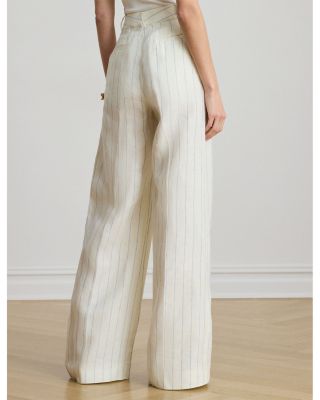 Striped Linen Wide Leg Pants