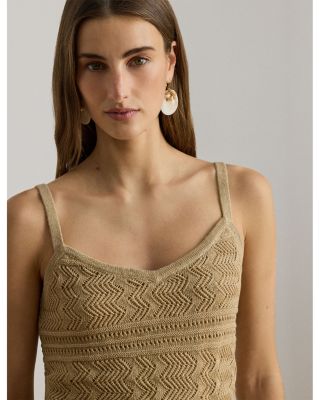 Pointelle Knit Linen-Blend Sweater Tank Top