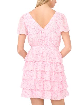 V Neck Flutter Sleeve Dress